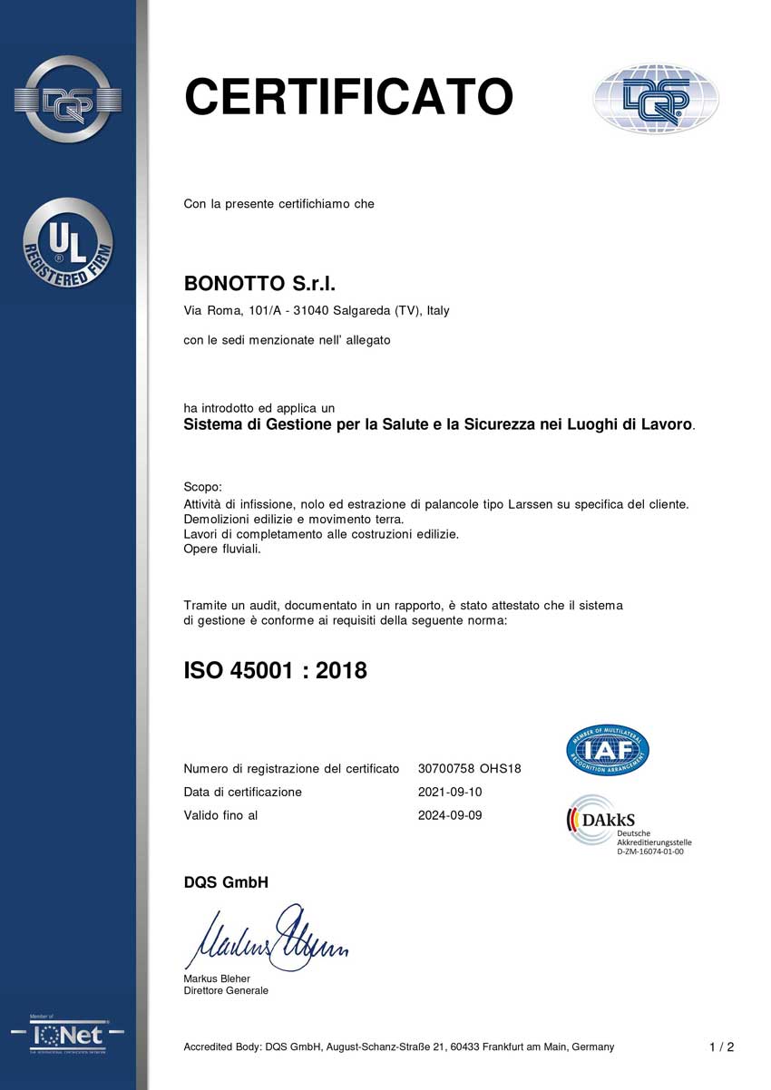 Certificazione ISO 45001